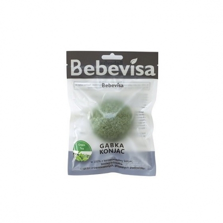 BEBEVISA Gąbka Konjac do twarzy ZIELONA HERBATA 6,3-8cm średnicy